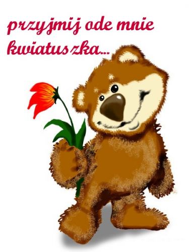 Przyjmij od misia kwiatuszek na dzień kobiet